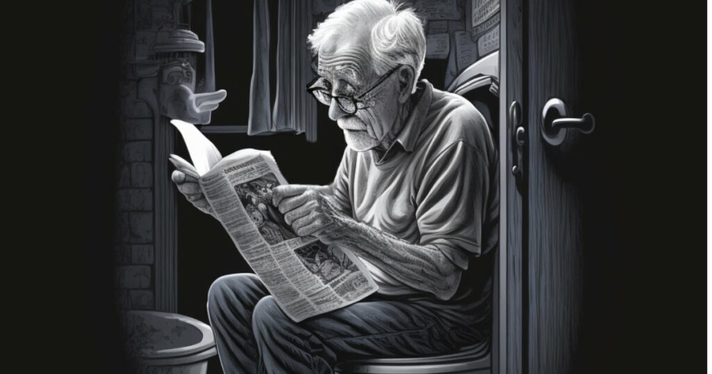 Mann liest Zeitung auf Klo - Jobangebote