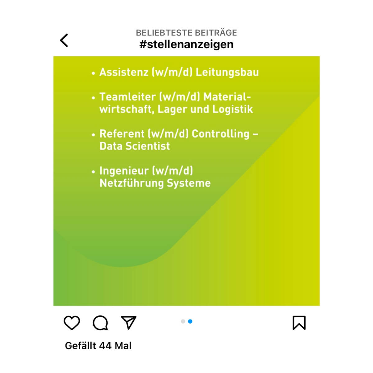 Zweite Seite des Instagram-Karussells von netzeodr mit den Jobangeboten
