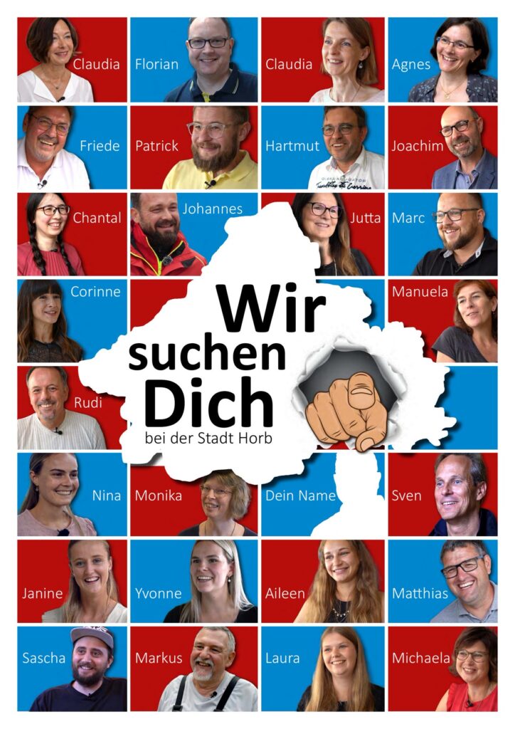 Recruiting-Plakat Wir suchen Dich der Stadt Horb mit den 27 Markenbotschaftern