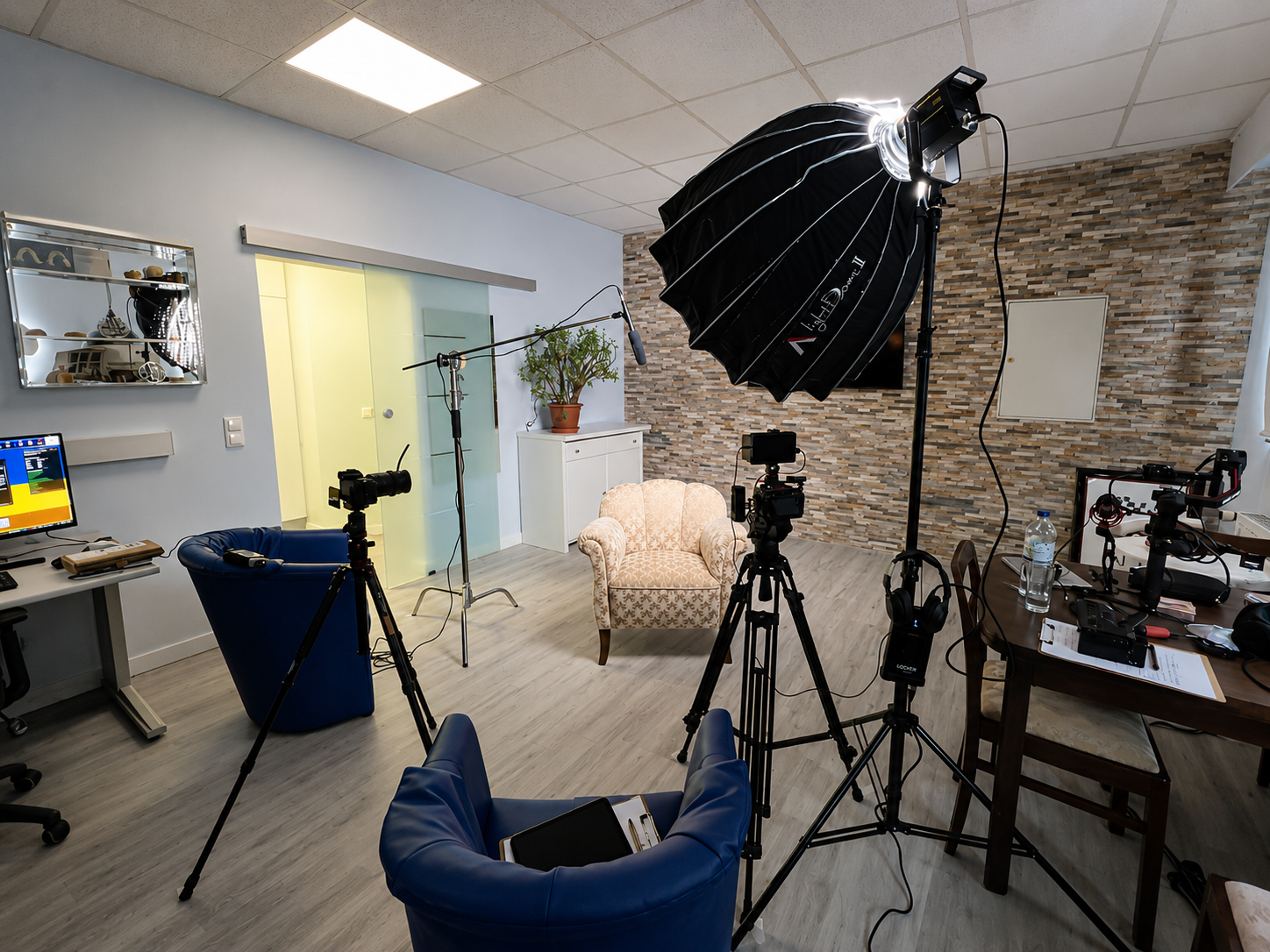 Interview-Setting beim Dreh des Recruiting-Films für Wandtke Dental in Dömitz