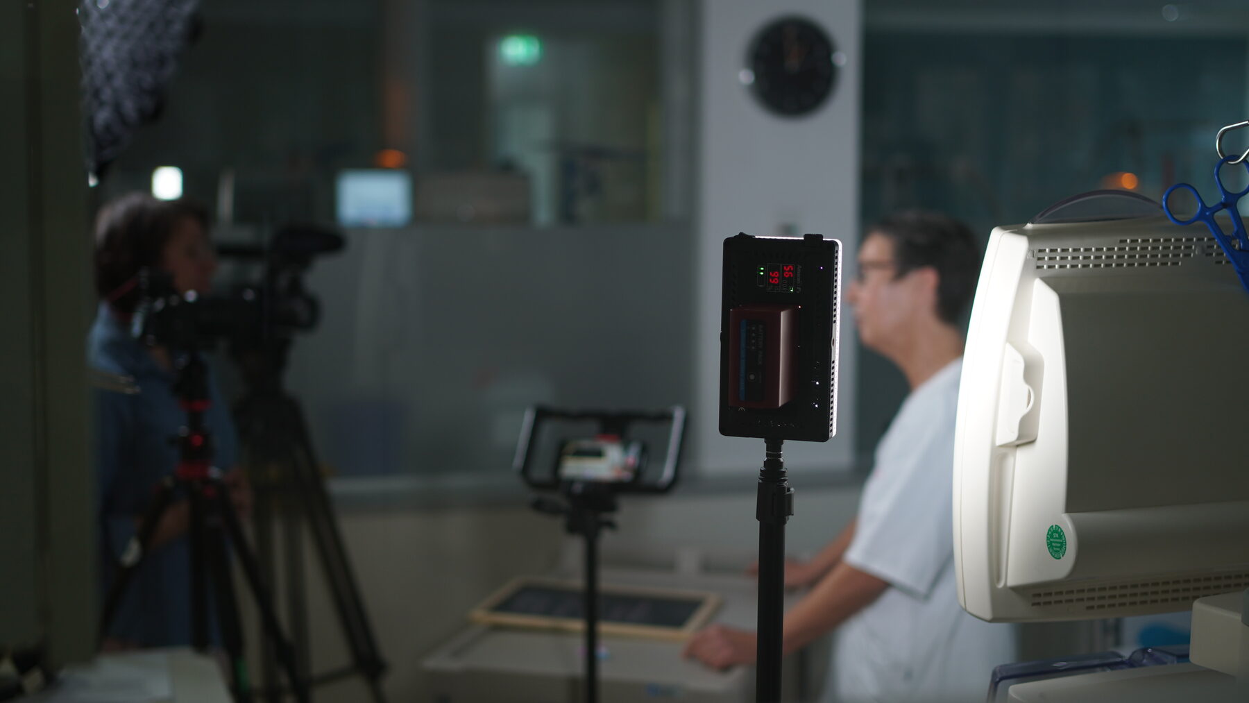 Kamera-Setup an der Dialysestation beim Recruiting-Filmdreh im Nierenzentrum Freiburg