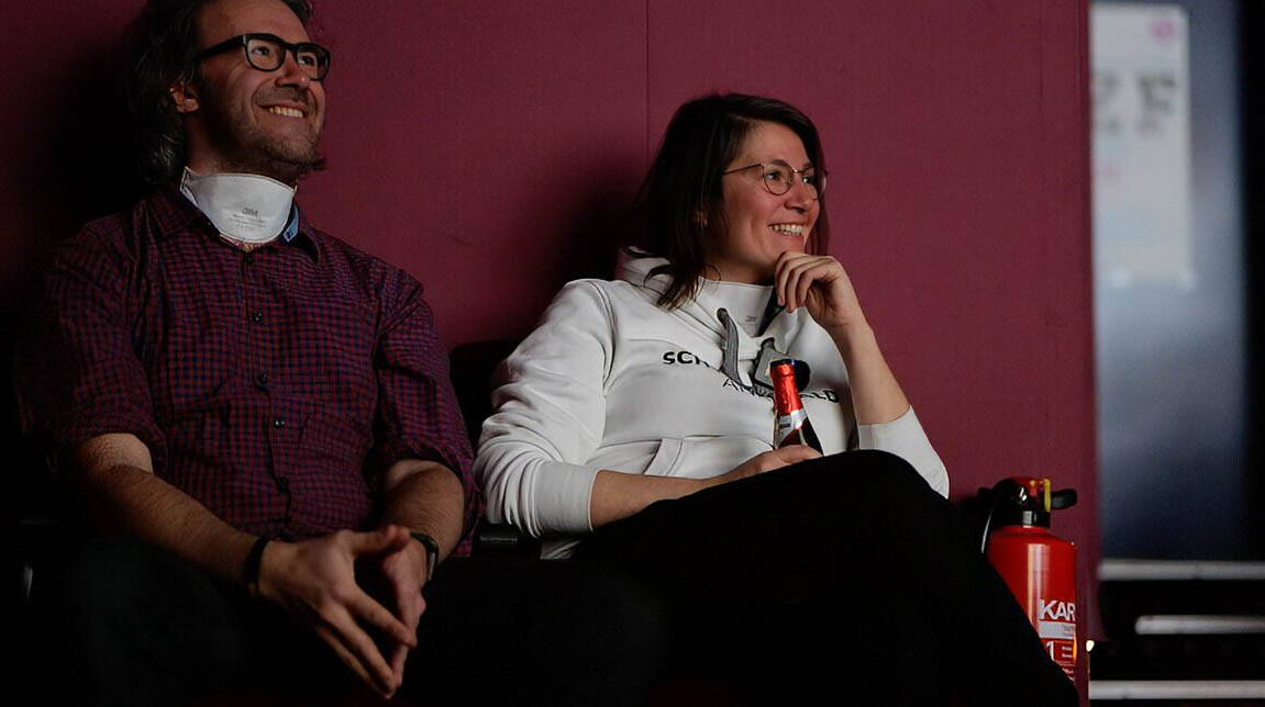 Adina und Arne Kocher bei der Kino-Premiere im Nierenzentrum Freiburg