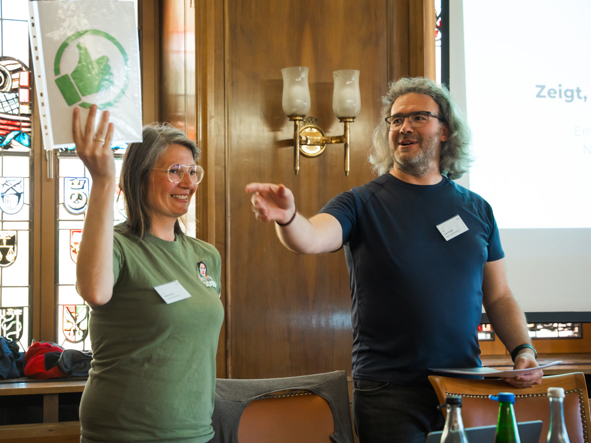 Adina und Arne Kocher von Schwarzwald Anker moderieren den Arbeitgebermarken-Workshop der Stadt Böblingen